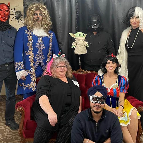 Wild Rose staff costumes for halloween. Features the Beast from Beauty and the Beast, Snow White, Darth Vader, a unicorn, and more!