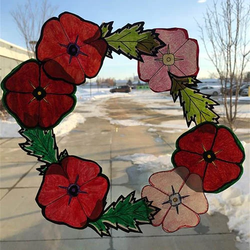 Remembrance day wreath in the window